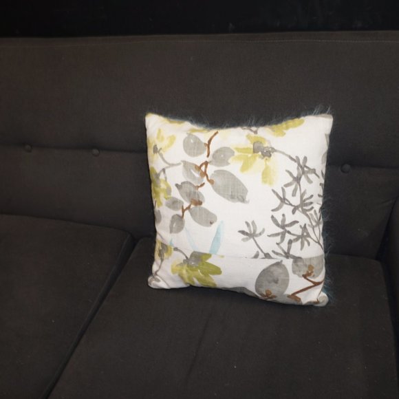 Reversible mohair toss pillow abstract turquoise - Picture 2 of 7